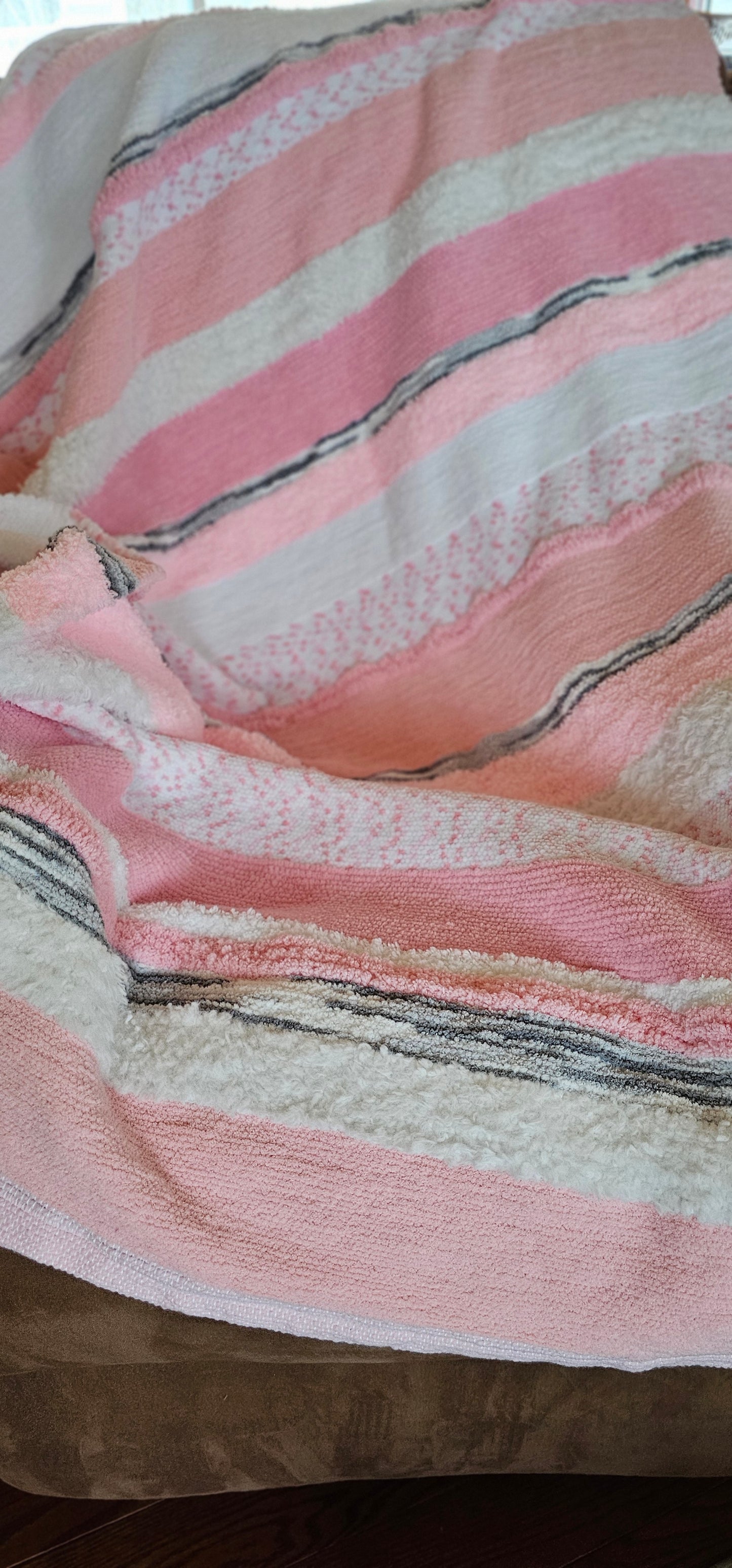 Couverture BEBE rose,gris et blanc - 42pouces x 60 pouces