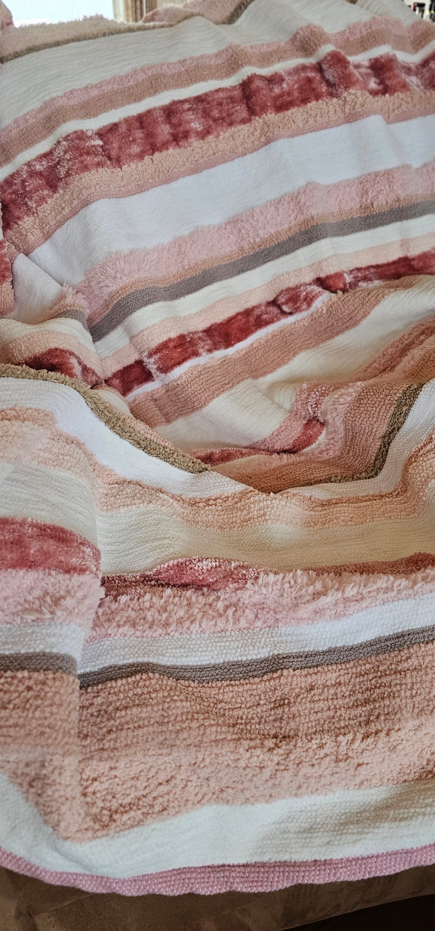Couverture Vieux rose et blanc - 60 pouces x 90 pouces
